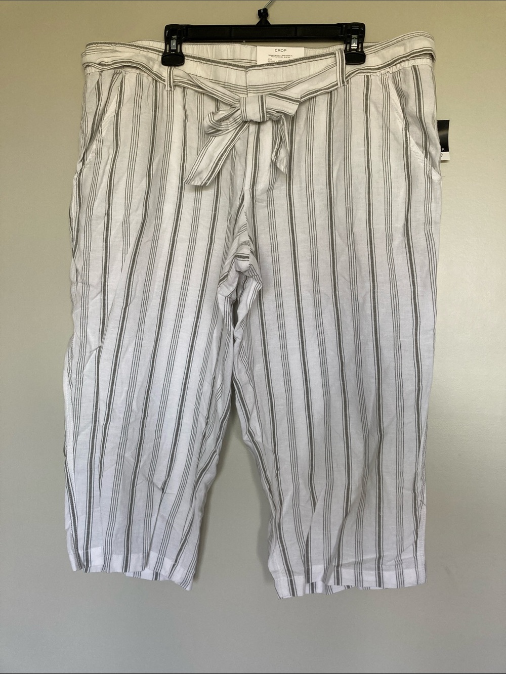 Liz Claiborne Crop Pants Linen Women’s XXL Light Cool Nautical Beach Striped